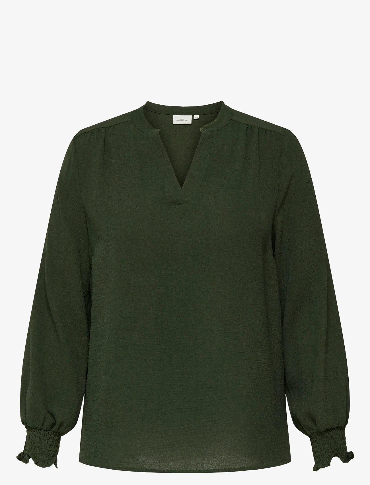 ONLY Carmakoma CARMETTA L/S V-NECK TOP WVN NOOS - Pluusid ja särgid - DUFFEL BAG / green