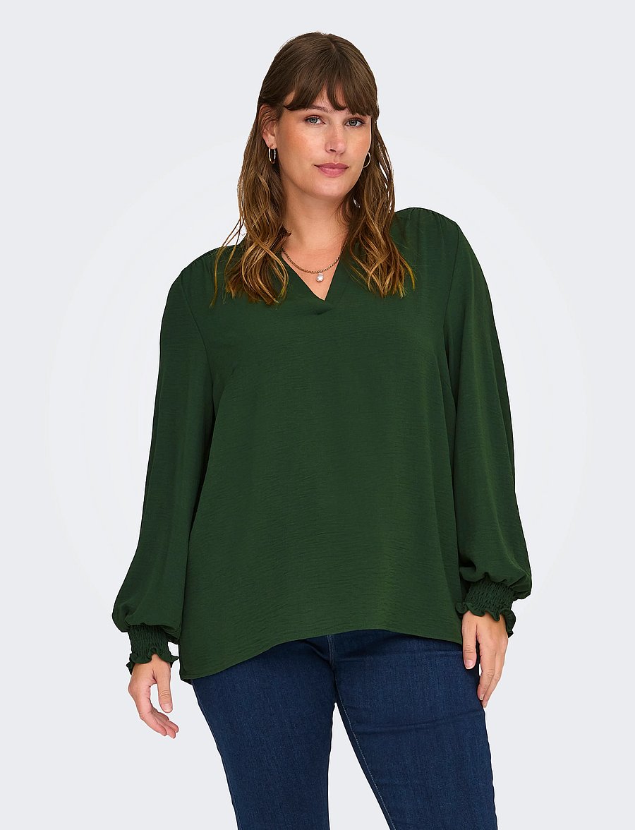 ONLY Carmakoma - CARMETTA LIFE V-NECK TOP WVN NOOS - pikkade varrukatega pluusid - duffel bag - 0