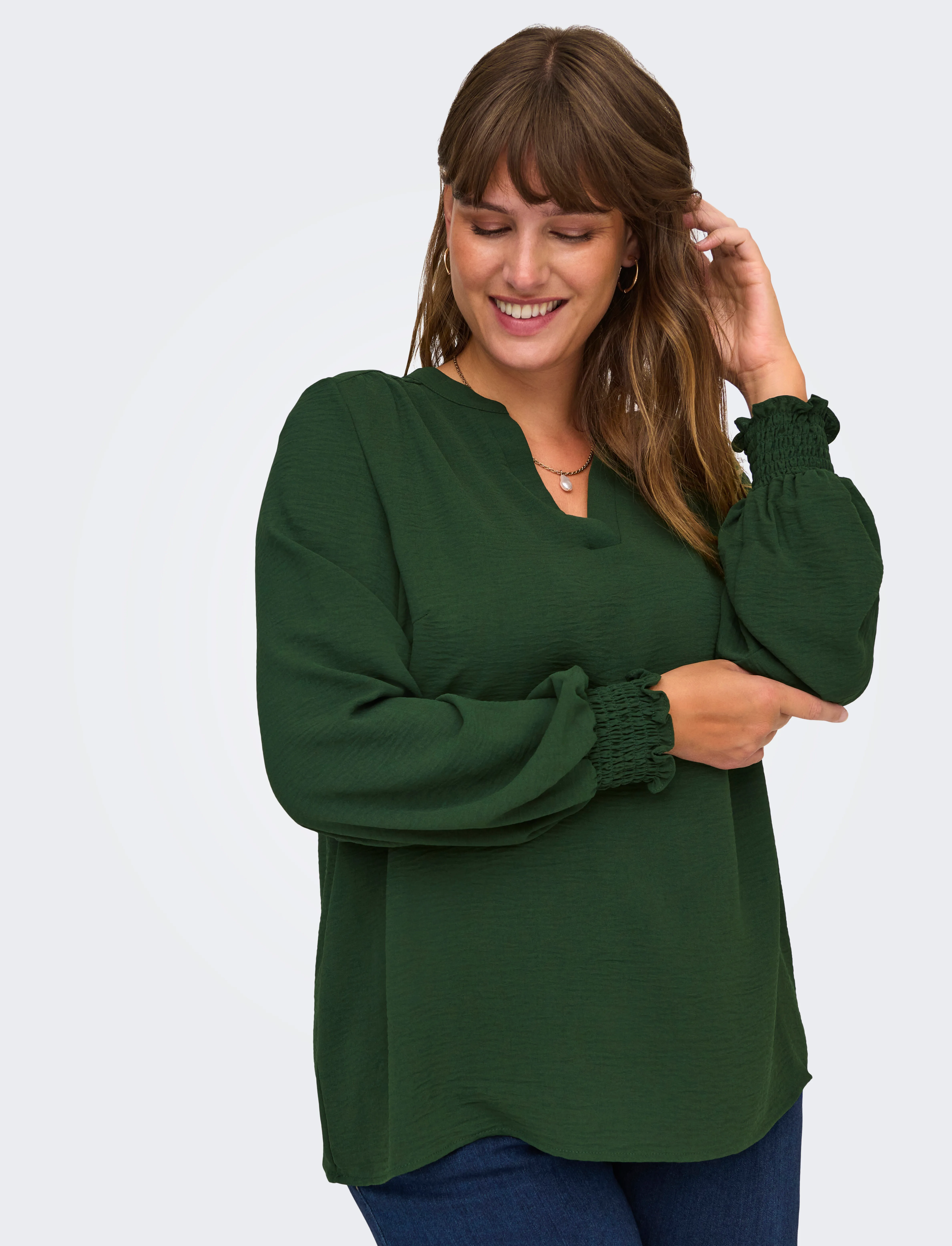 ONLY Carmakoma - CARMETTA L/S V-NECK TOP WVN NOOS - langærmede bluser - duffel bag - 5