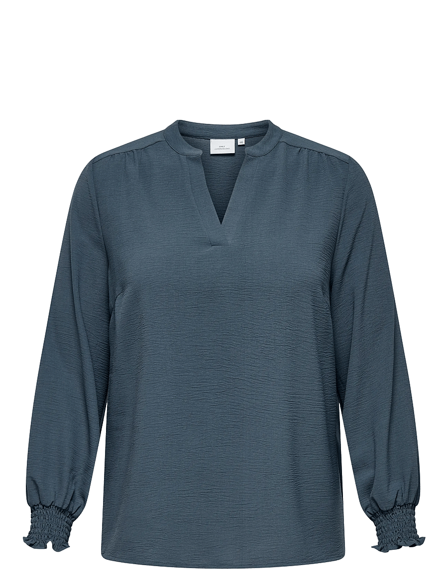 ONLY Carmakoma - CARMETTA L/S V-NECK TOP WVN NOOS - pikkade varrukatega pluusid - ombre blue - 1
