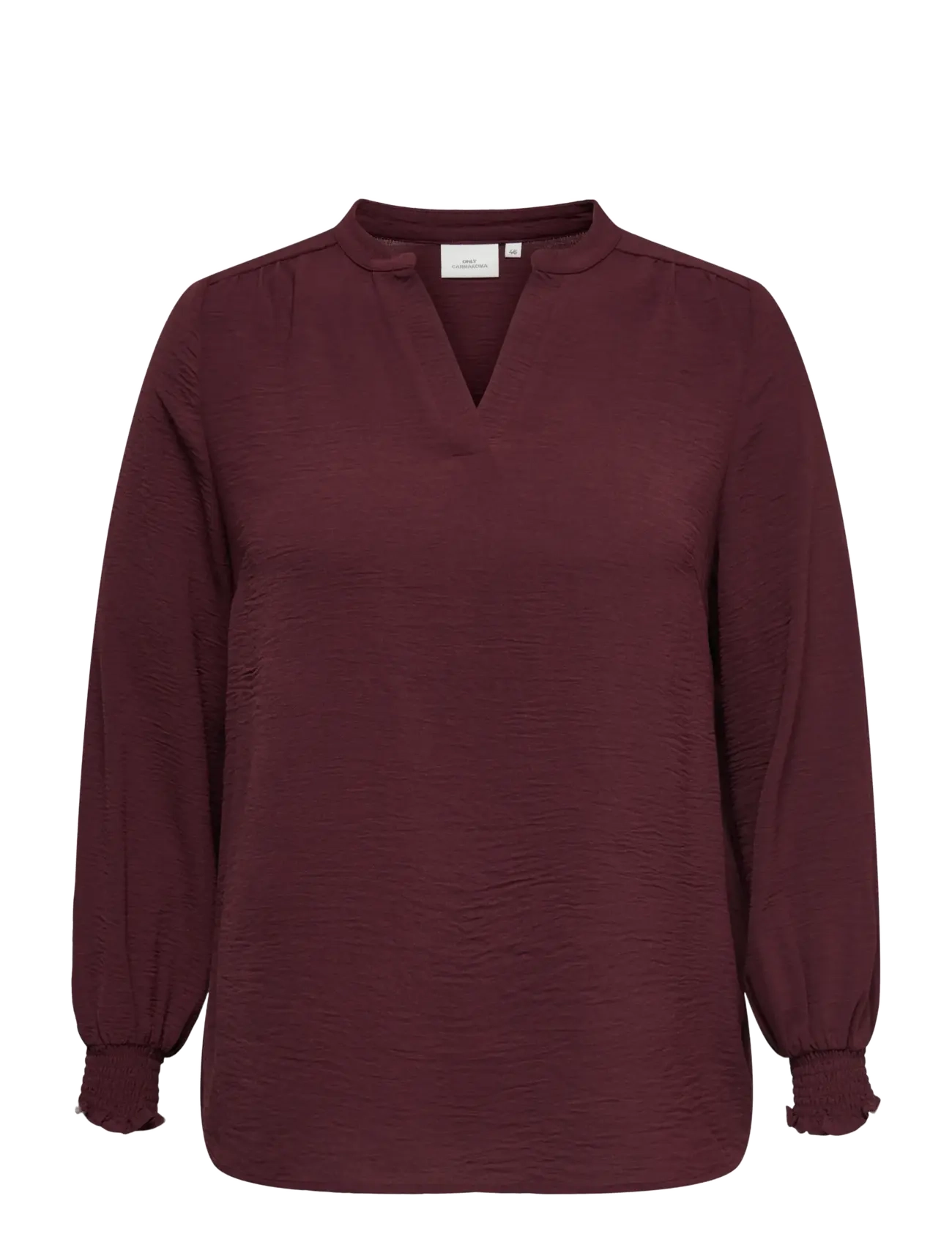 ONLY Carmakoma CARMETTA L/S V-NECK TOP WVN NOOS - Bluser - TAWNY PORT / burgundy