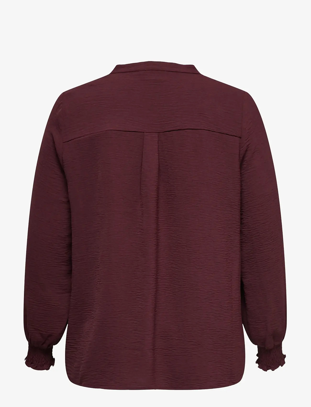 ONLY Carmakoma - CARMETTA V-NECK LS TOP WVN NOOS - langärmlige blusen - tawny port - 2