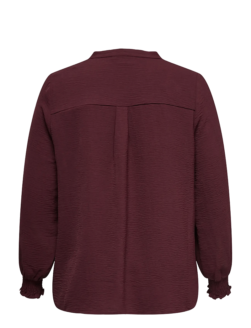 ONLY Carmakoma - CARMETTA V-NECK LS TOP WVN NOOS - langärmlige blusen - tawny port - 2