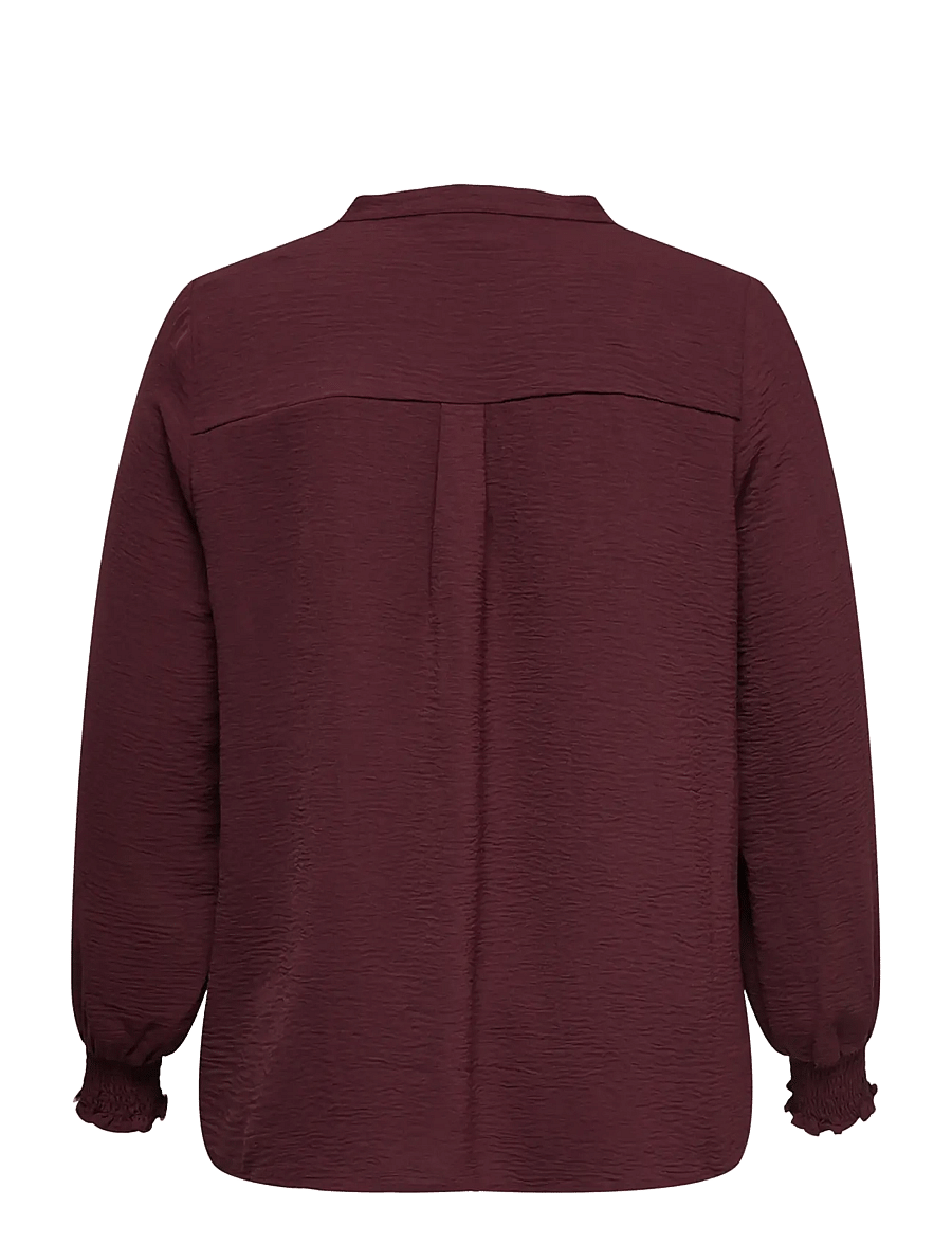 ONLY Carmakoma - CARMETTA L/S V-NECK TOP WVN NOOS - blouses met lange mouwen - tawny port - 2