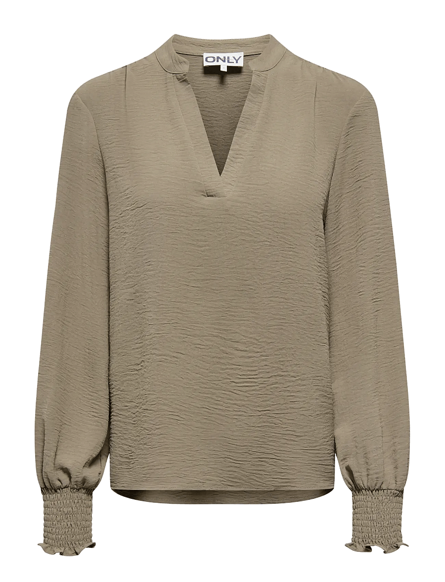 ONLY Carmakoma - CARMETTA L/S V-NECK TOP WVN NOOS - pikkade varrukatega pluusid - walnut - 0