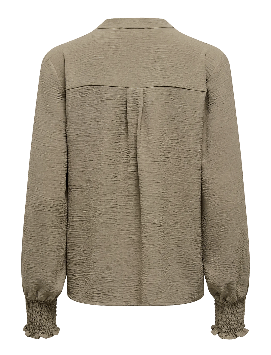 ONLY Carmakoma - CARMETTA L/S V-NECK TOP WVN NOOS - pikkade varrukatega pluusid - walnut - 1
