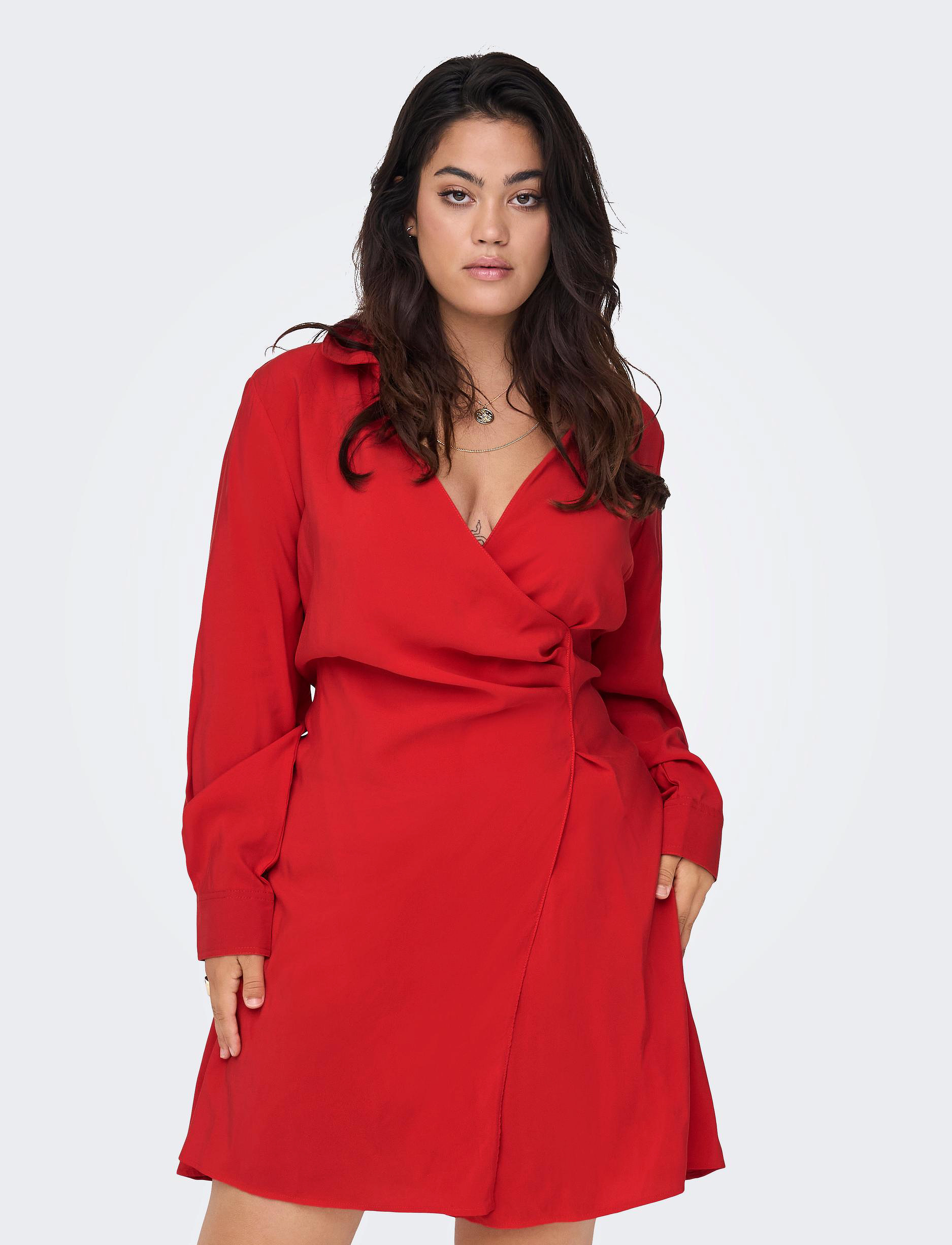 ONLY Carmakoma - CARNATACHA LS WRAP DRESS WVN - fiery red - 2