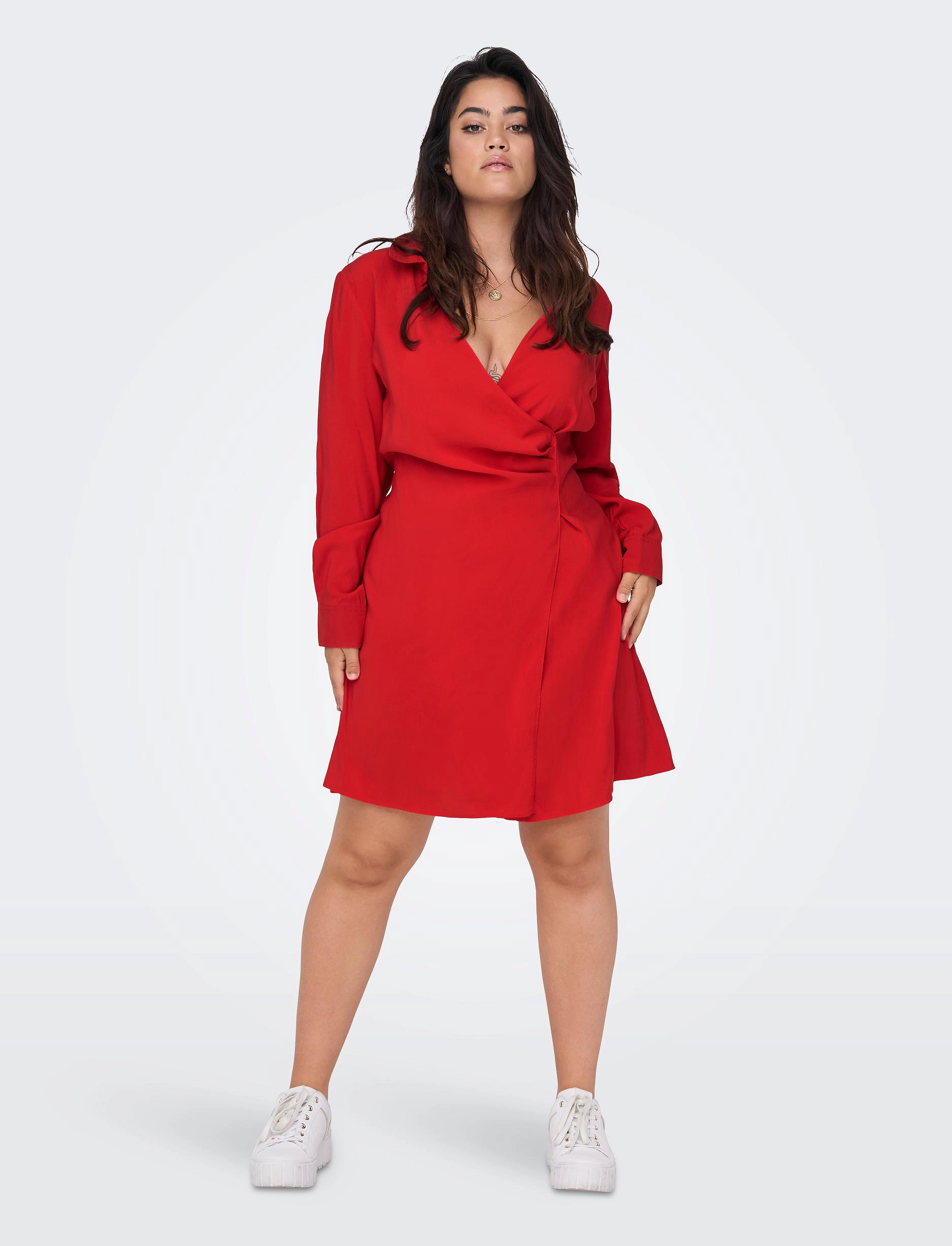 ONLY Carmakoma - CARNATACHA LS WRAP DRESS WVN - fiery red - 4