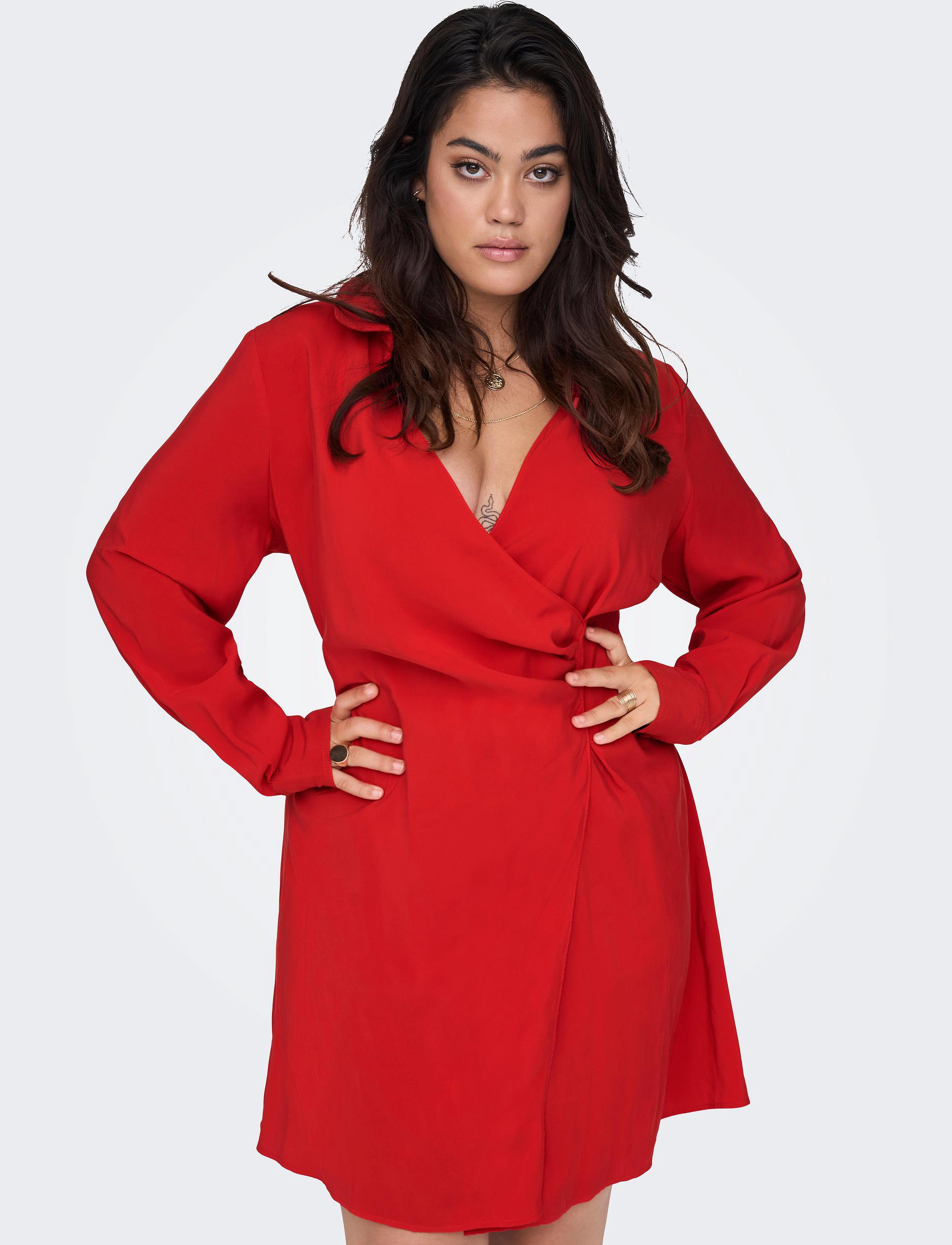 ONLY Carmakoma - CARNATACHA LS WRAP DRESS WVN - fiery red - 5