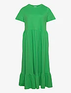 CARMAY S/S O-NECK PEPLUM DRESS JRS - KELLY GREEN