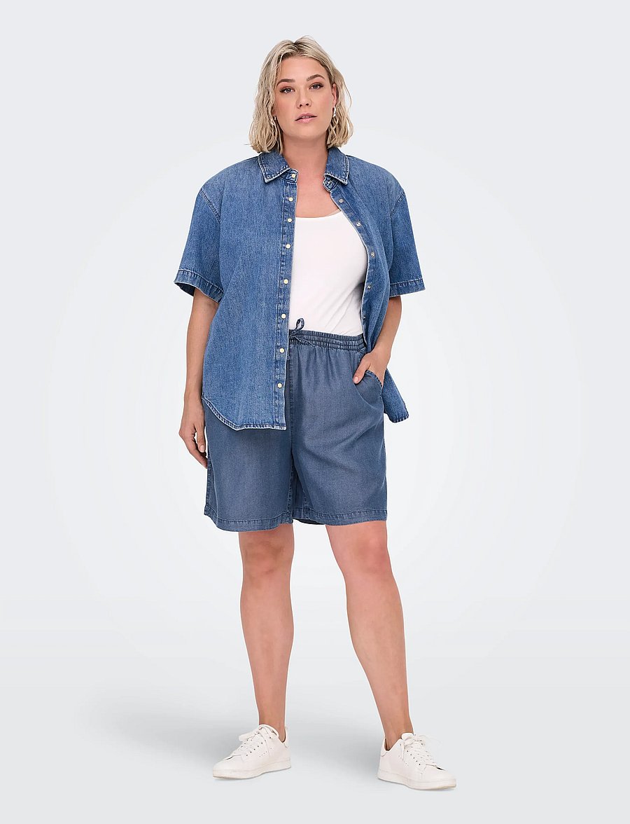 ONLY Carmakoma - CARPEMA LIFE LYOCELL DNM SHORTS YOK - casual shorts - dark blue denim - 5