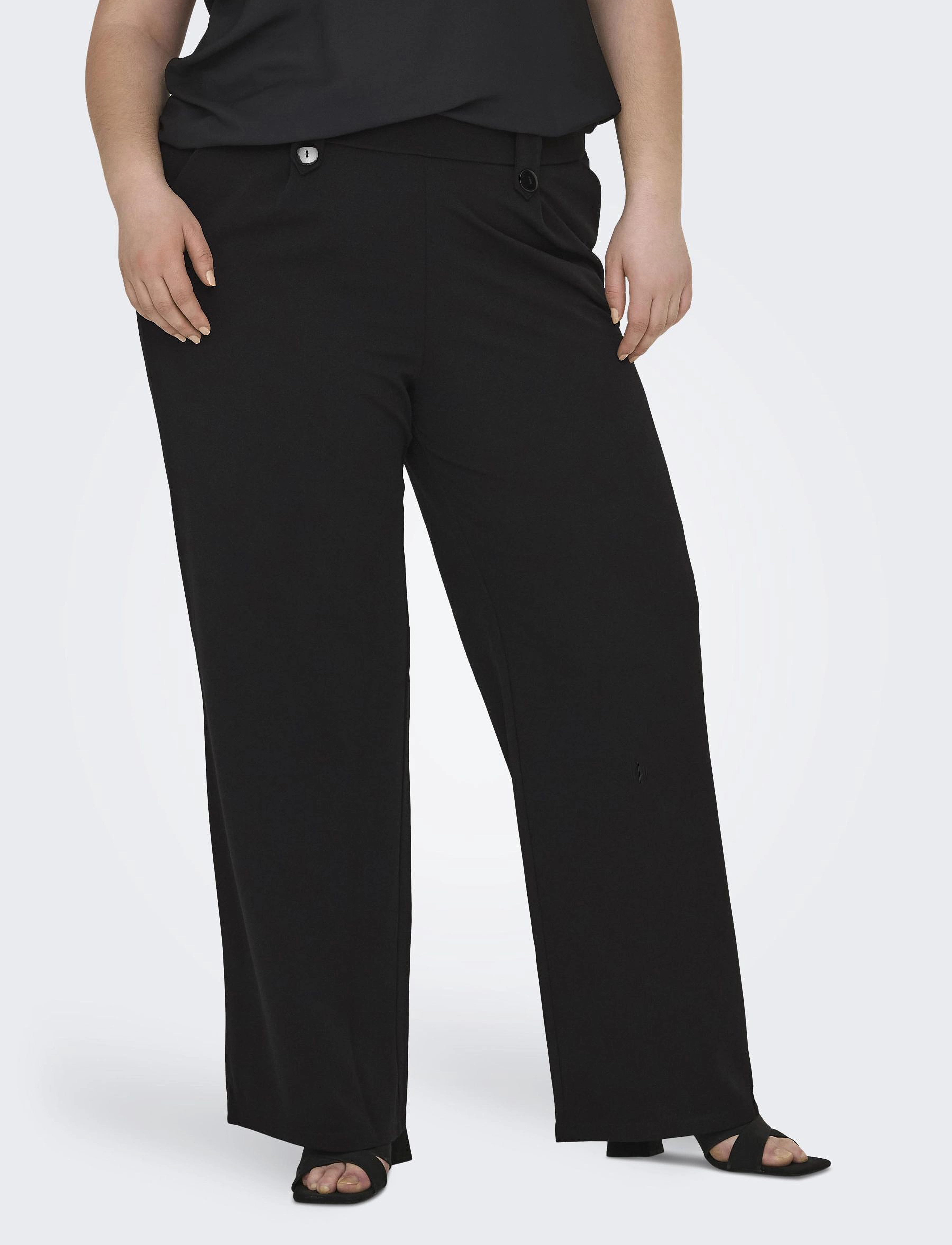 ONLY Carmakoma Carsania Button Pant Jrs Pnt Noos, 54, Black, Bukser > Brede Ben, Dame