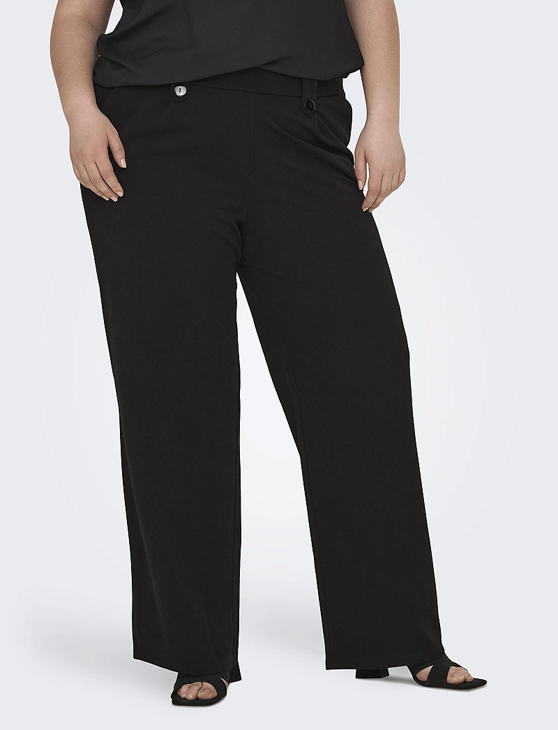 ONLY Carmakoma - CARSANIA BUTTON PANT JRS PNT NOOS - leveälahkeiset housut - black - 0