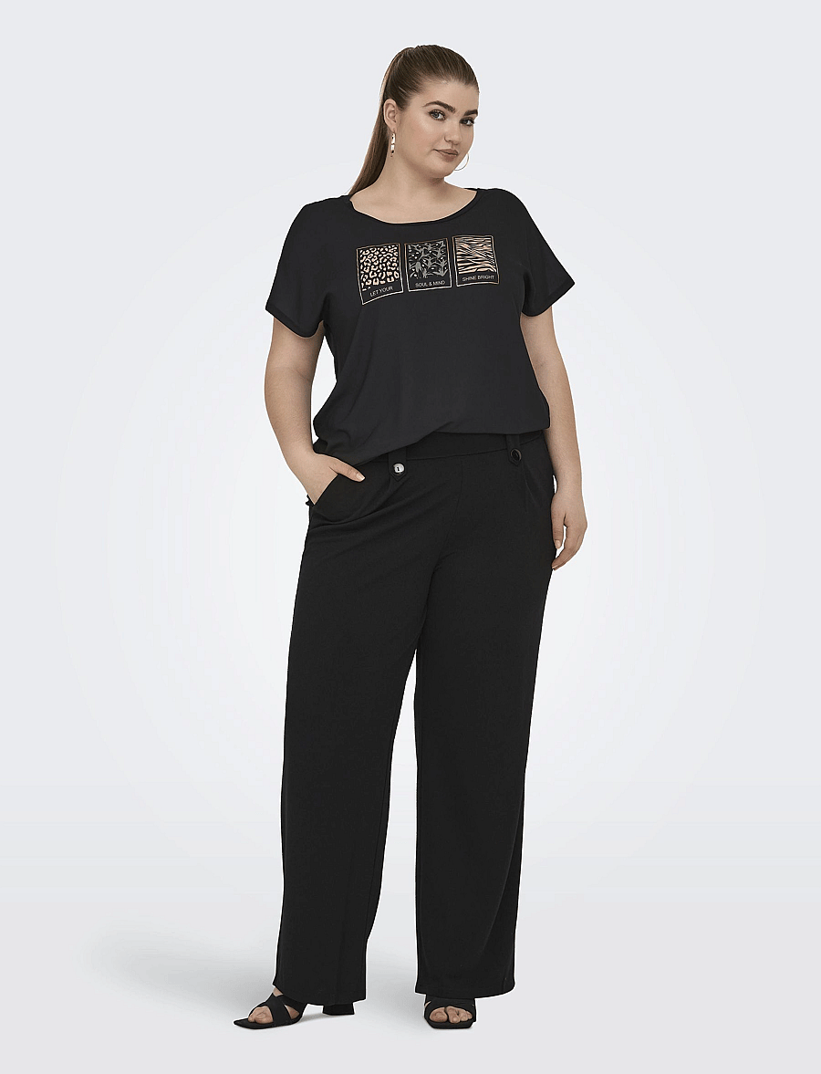 ONLY Carmakoma - CARSANIA BUTTON PANT JRS PNT NOOS - laia säärega püksid - black - 4