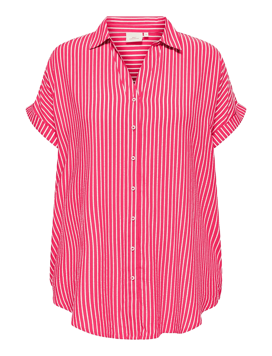 ONLY Carmakoma - CARPENNA S/S LOOSE SHIRT WVN - kortærmede skjorter - raspberry - 0