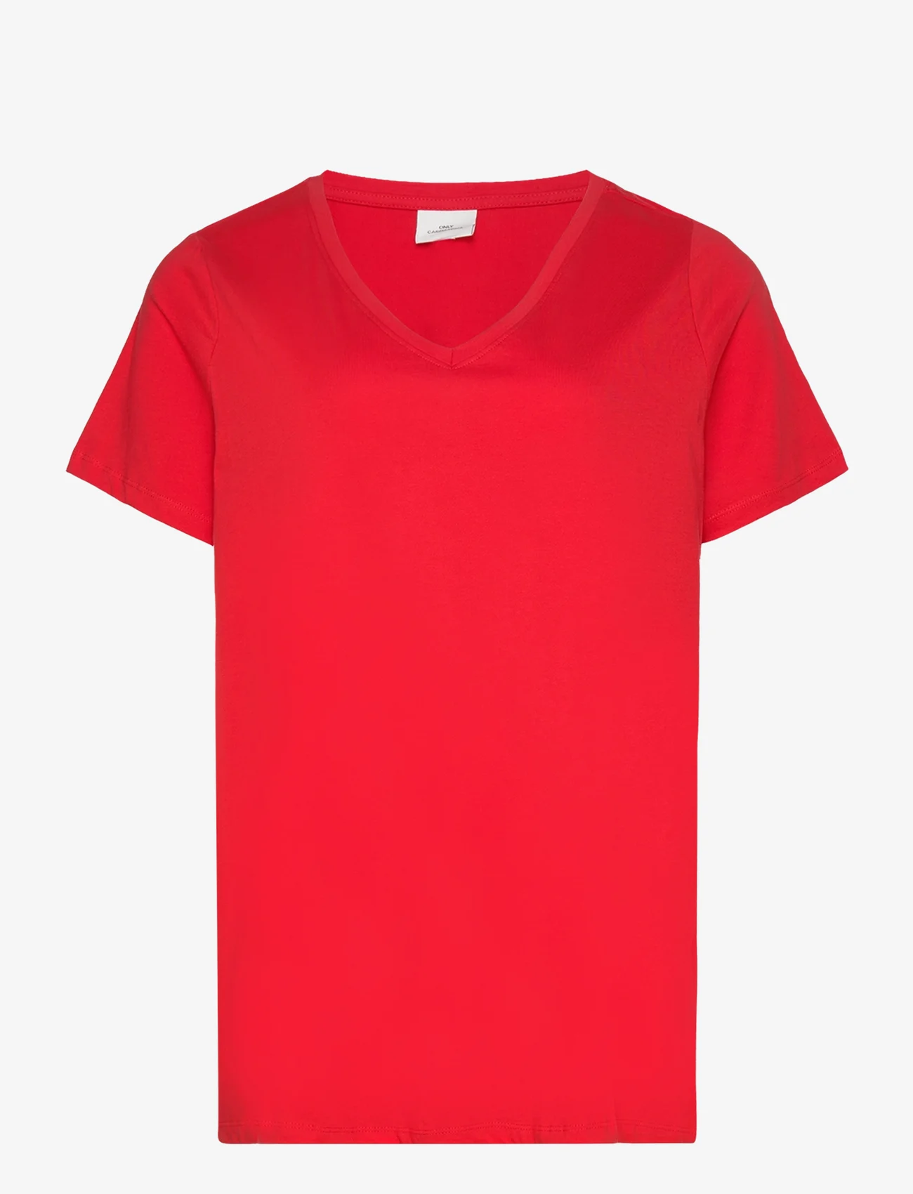 ONLY Carmakoma - CARBONNIE LIFE S/S V-NECK A-SHAPE TEE - laagste prijzen - flame scarlet - 0