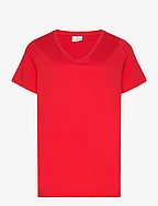 CARBONNIE LIFE S/S V-NECK A-SHAPE TEE - FLAME SCARLET