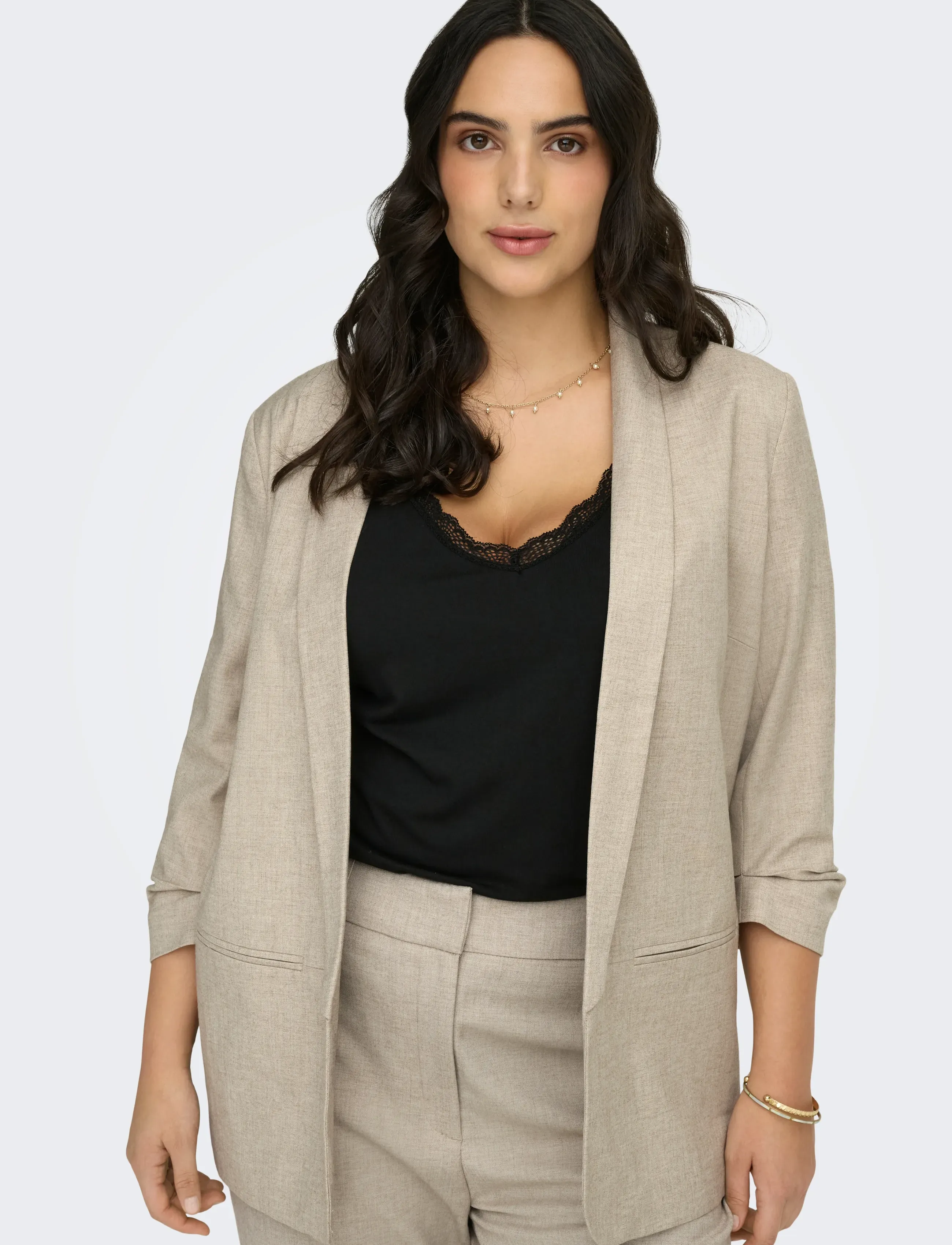 ONLY Carmakoma - CARELLY 3/4 BLAZER TLR NOOS - enkeltspente blazere - white pepper - 4
