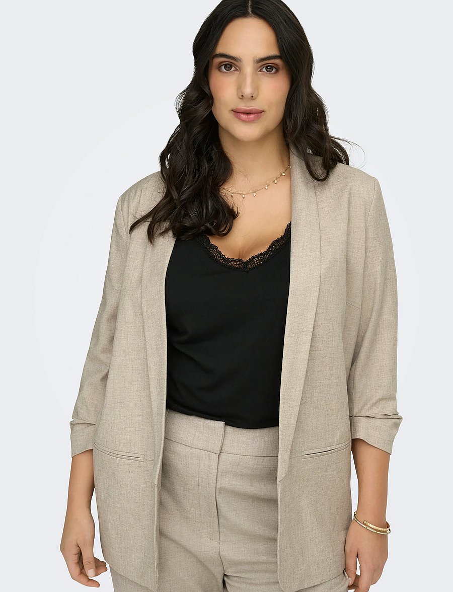 ONLY Carmakoma - CARELLY 3/4 BLAZER TLR NOOS - enkeltspente blazere - white pepper - 4