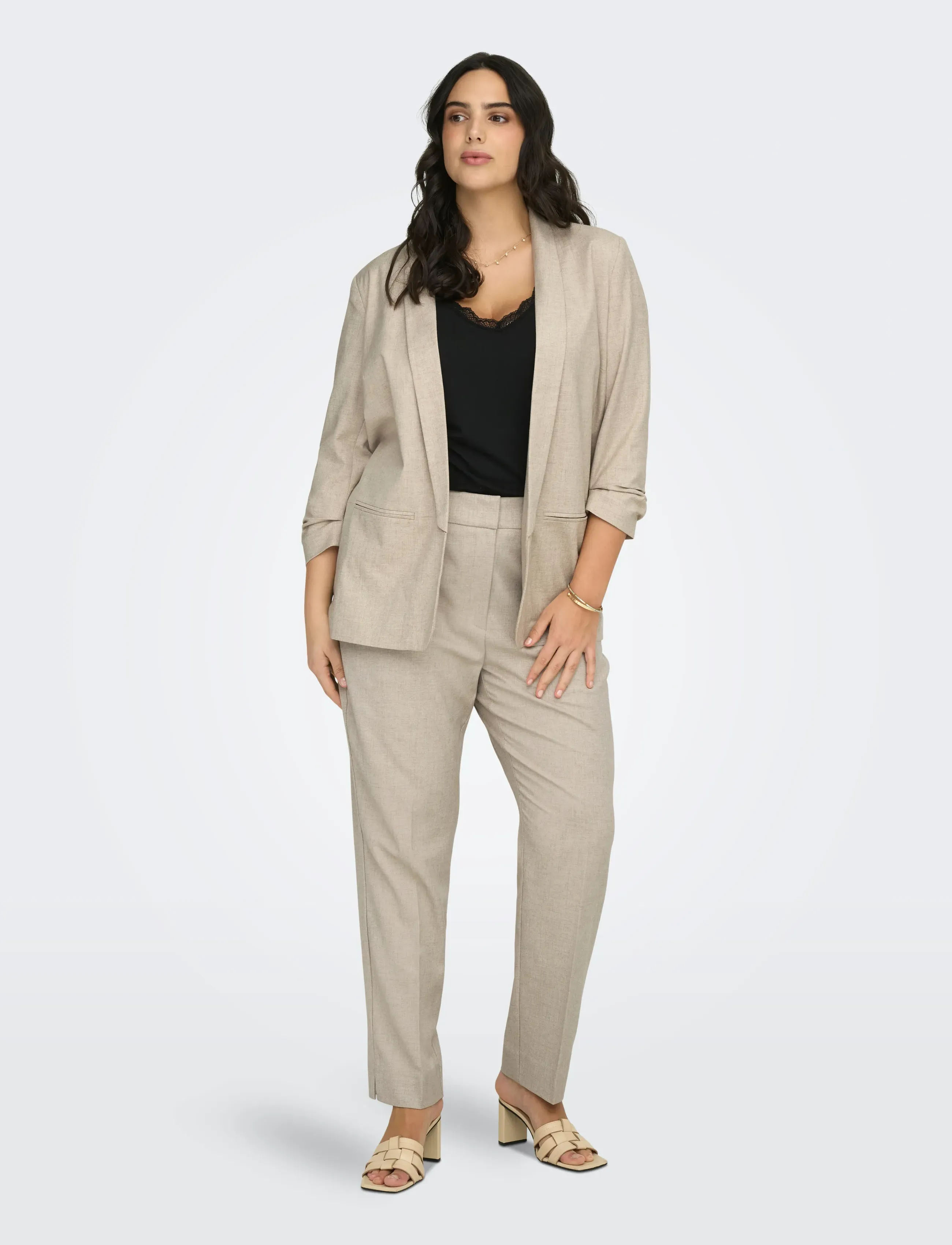 ONLY Carmakoma - CARELLY 3/4 BLAZER TLR NOOS - enkeltspente blazere - white pepper - 5