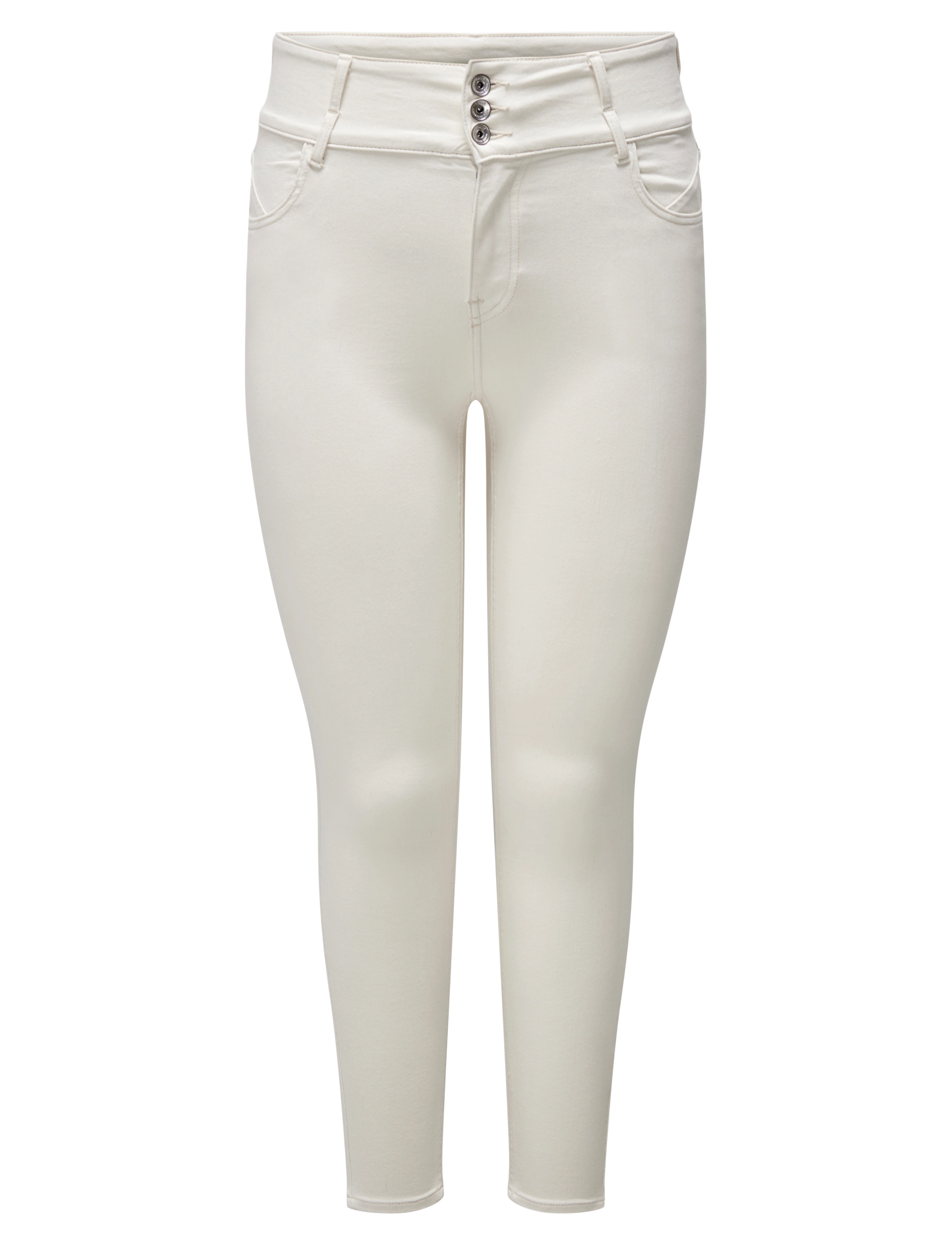 ONLY Carmakoma CARANNA HW SKINNY ANK DNM ANA NOOS - Teksad - ECRU / cream