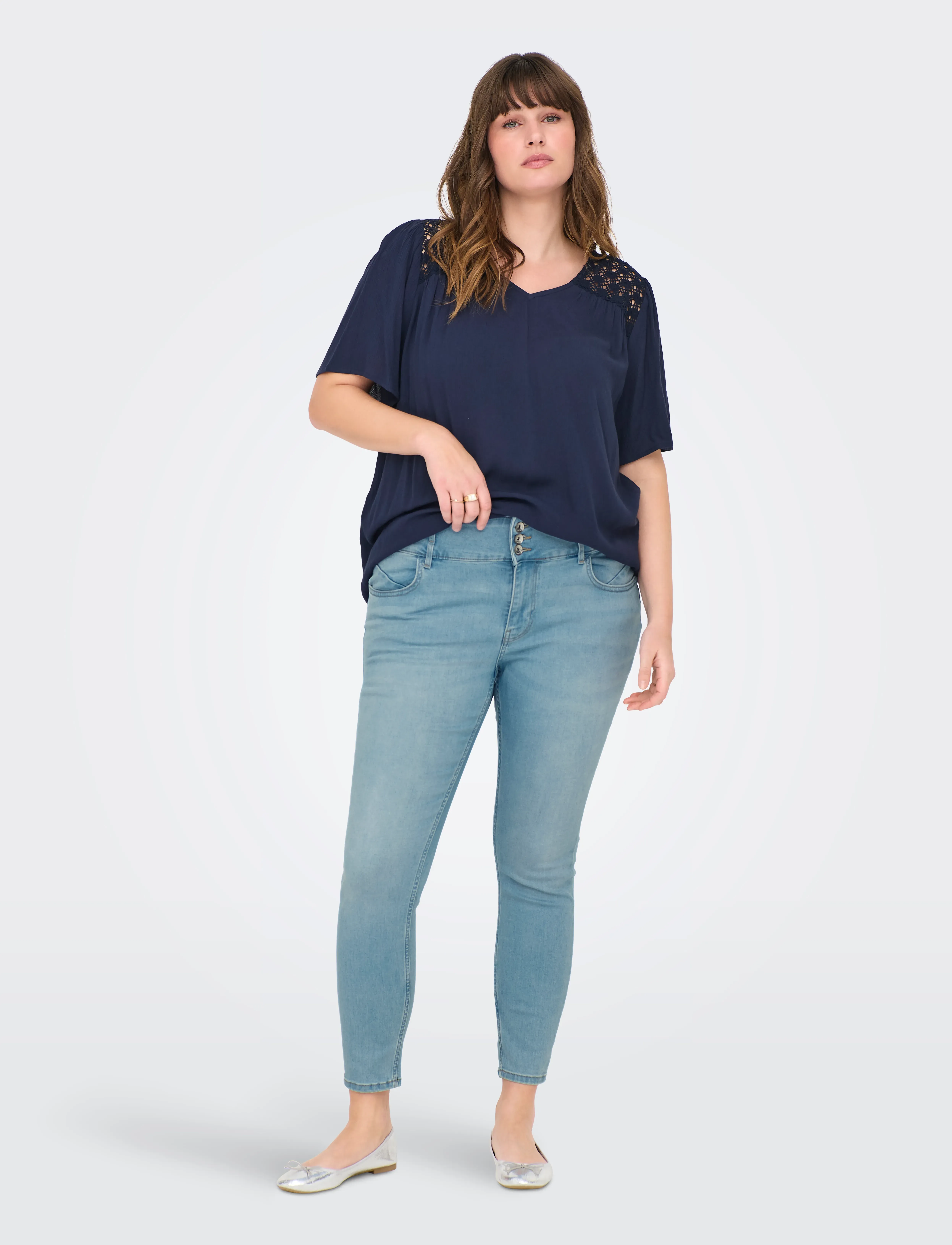 ONLY Carmakoma CARANNA HW SKINNY ANK DNM ANA NOOS - Plus Size - LIGHT BLUE DENIM / blue