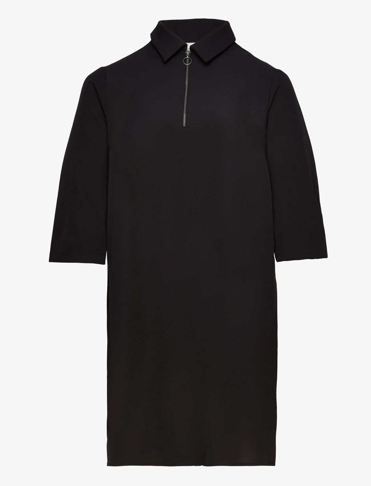 ONLY Carmakoma - CARKEZIAH 3/4 ZIPPER DRESS  WVN - t-shirtklänningar - black - 0