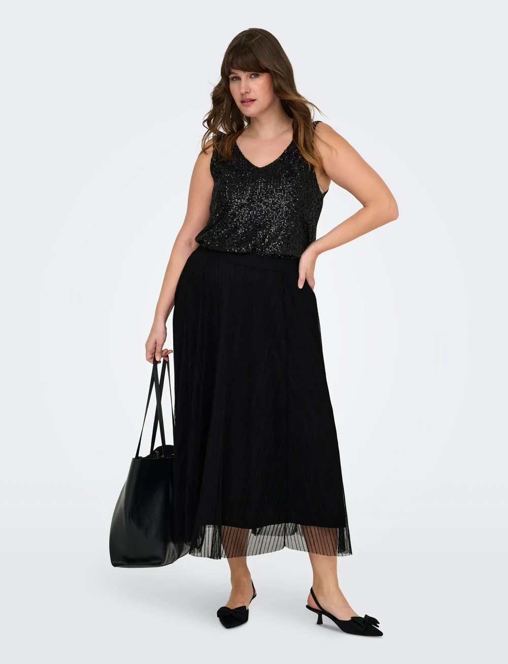 ONLY Carmakoma - CARLAVINA SKIRT JRS NOOS - plisserade kjolar - black - 4