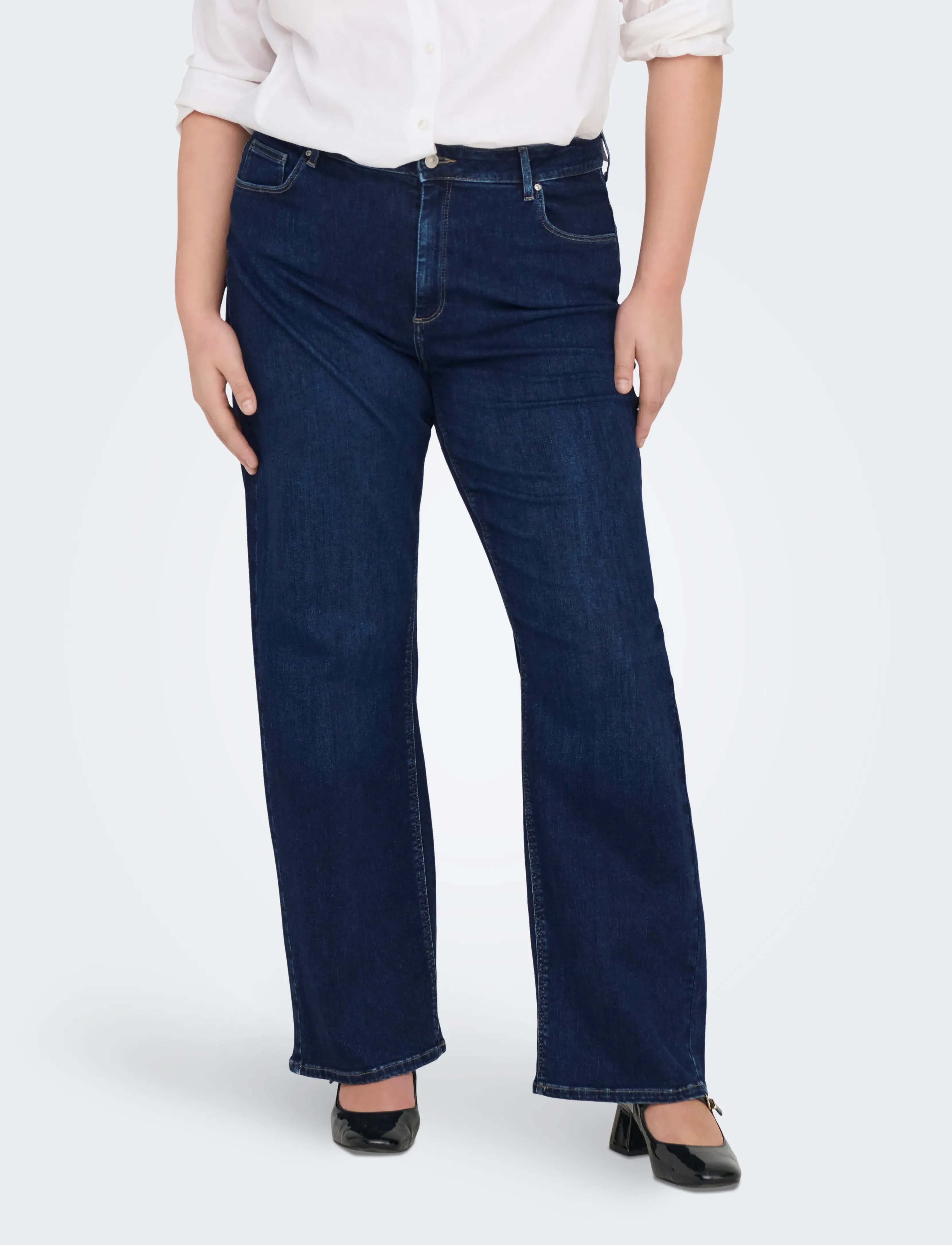 ONLY Carmakoma CARWILLY HW WIDE JEANS CRO NOOS - Tøj - DARK BLUE DENIM / blue