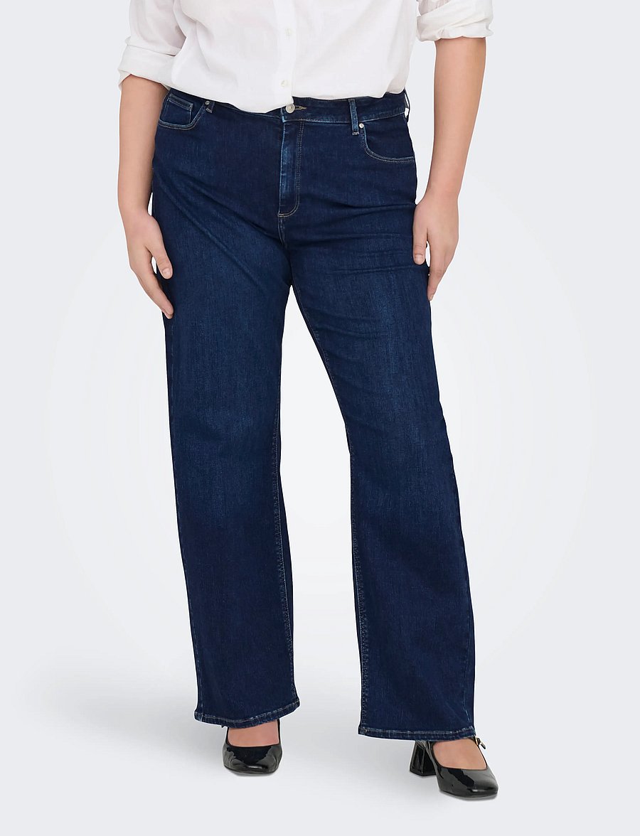ONLY Carmakoma - CARWILLY HW WIDE JEANS CRO NOOS - hosen mit weitem bein - dark blue denim - 0