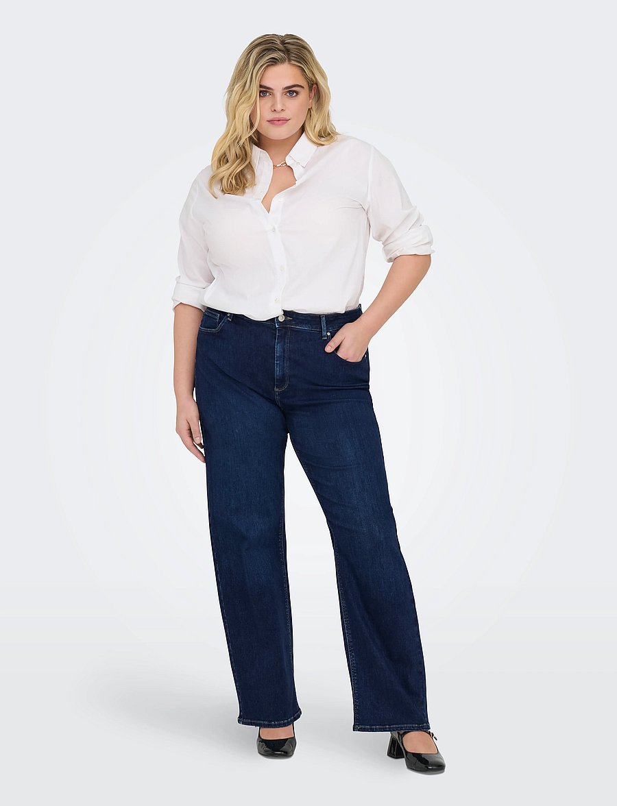 ONLY Carmakoma - CARWILLY HW WIDE JEANS CRO NOOS - hosen mit weitem bein - dark blue denim - 4