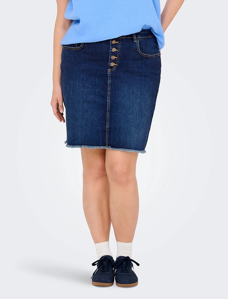 ONLY Carmakoma - CARWILLY HW BTN SKIRT TAI251 - teksaseelikud - dark blue denim - 0