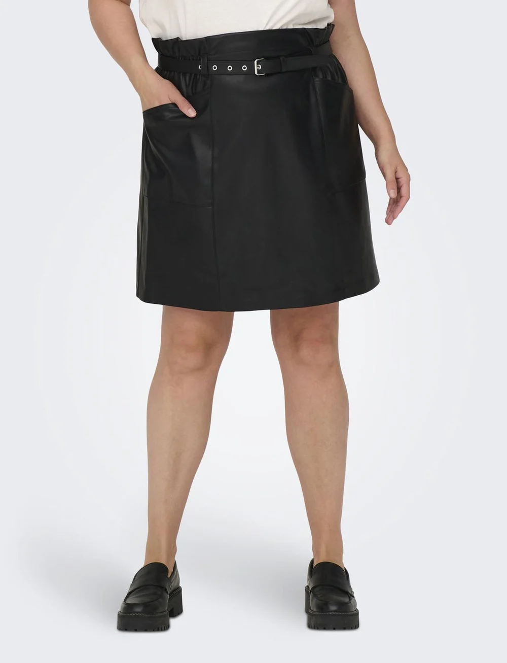 ONLY Carmakoma - CARHEIDI FAUX LEATHER SKIRT OTW - korta kjolar - black - 0