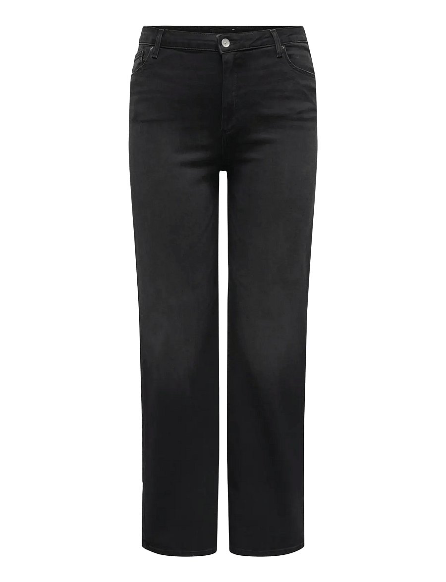 ONLY Carmakoma - CARWILLY HW WIDE JEANS CRO1099 NOOS - hosen mit weitem bein - black denim - 1