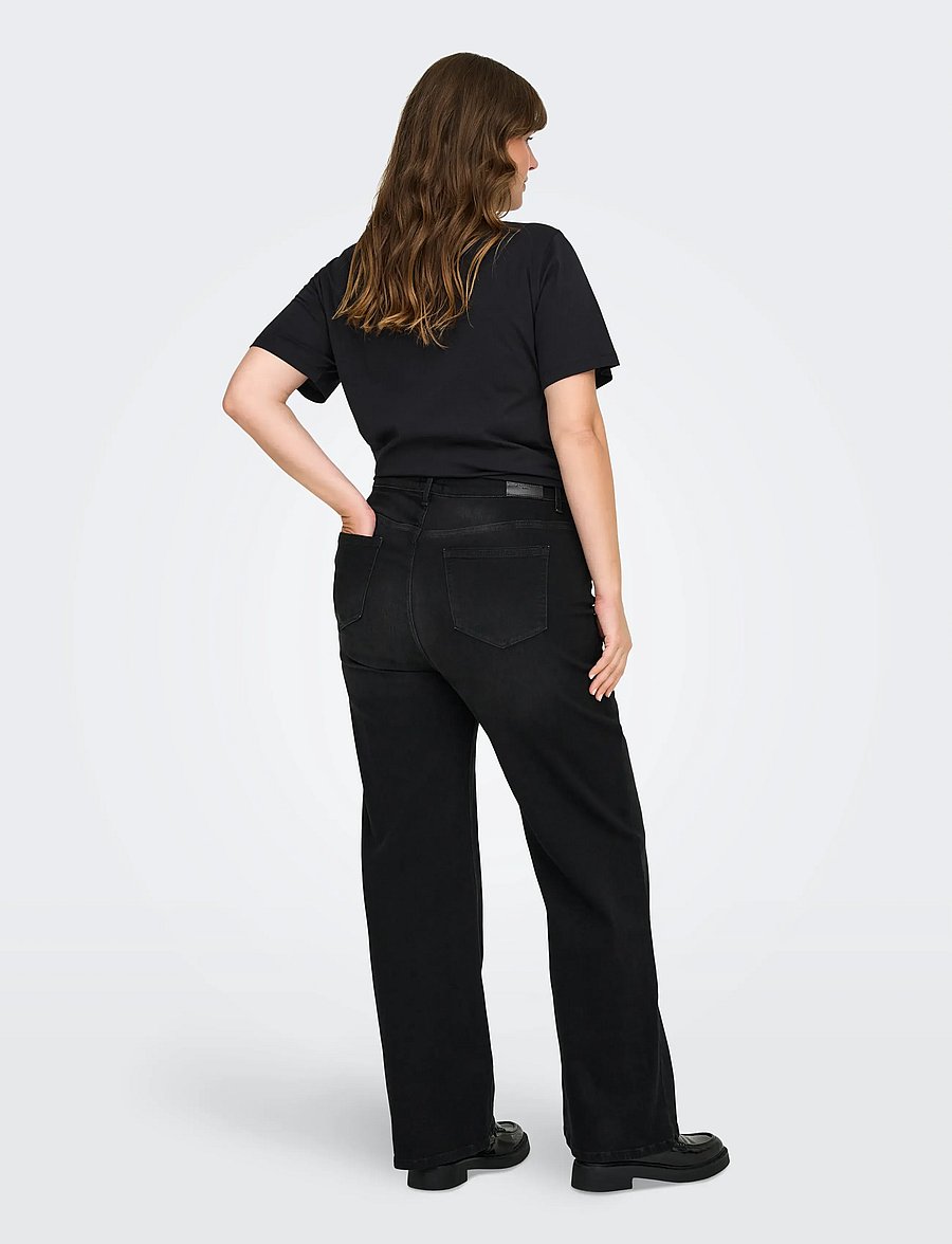 ONLY Carmakoma - CARWILLY HW WIDE JEANS CRO1099 NOOS - hosen mit weitem bein - black denim - 3