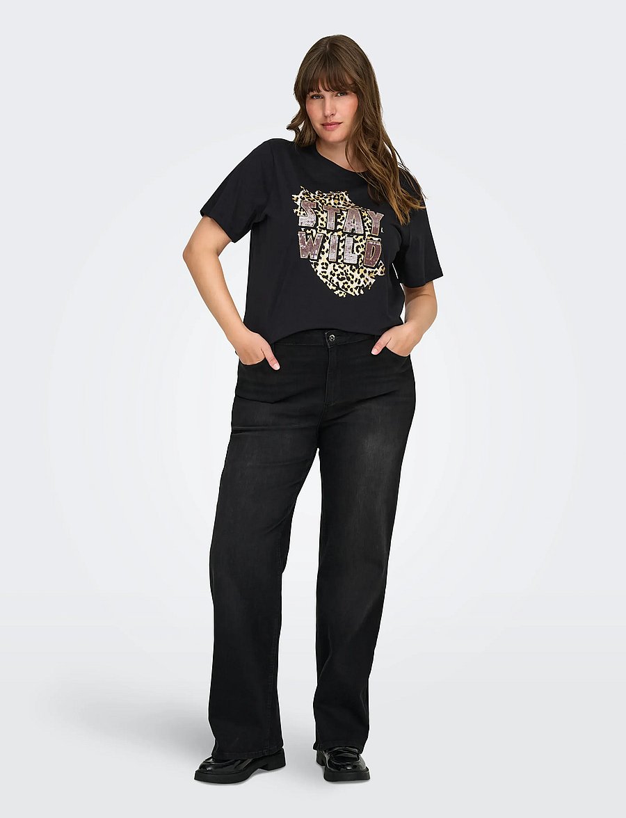 ONLY Carmakoma - CARWILLY HW WIDE JEANS CRO1099 NOOS - hosen mit weitem bein - black denim - 4