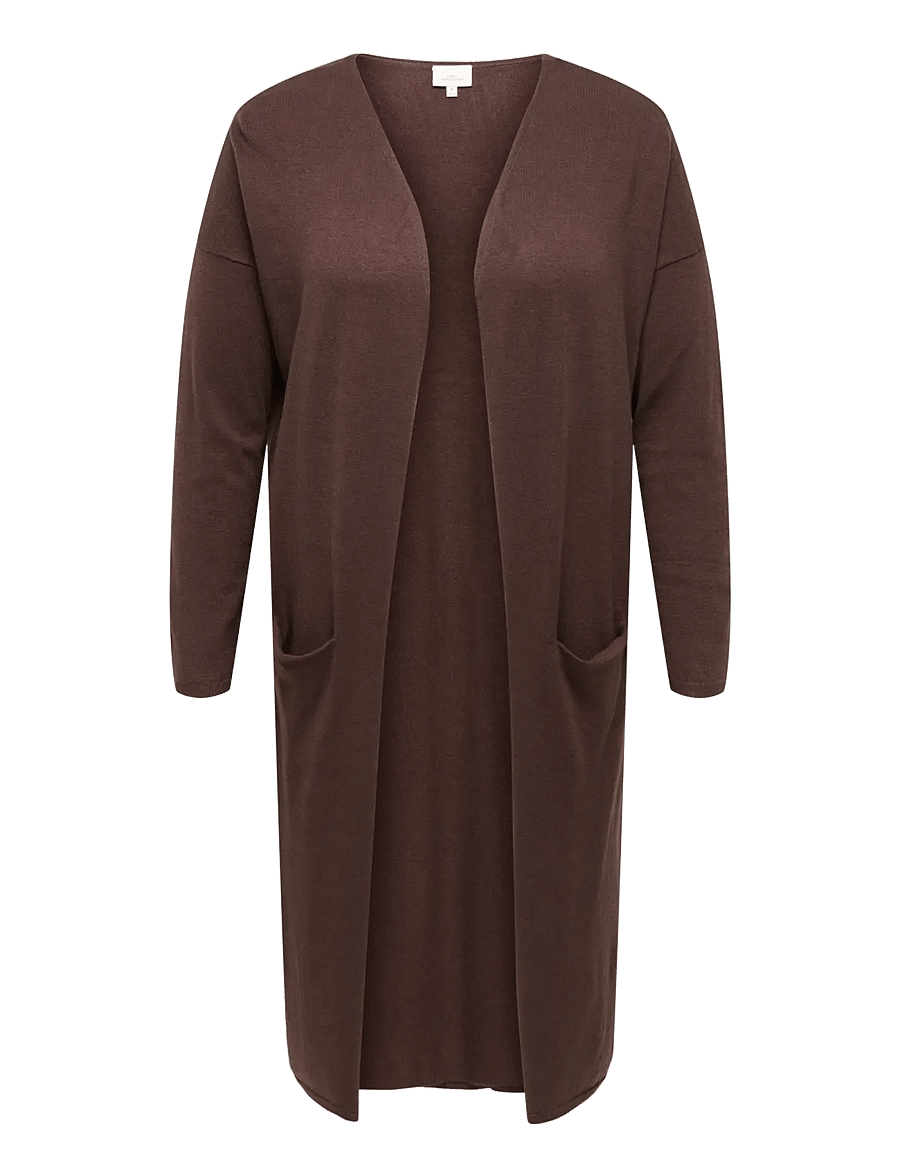 ONLY Carmakoma - CARNEW ESLY LS OPEN LONG CARD NOOS - cardigans - coffee bean - 1