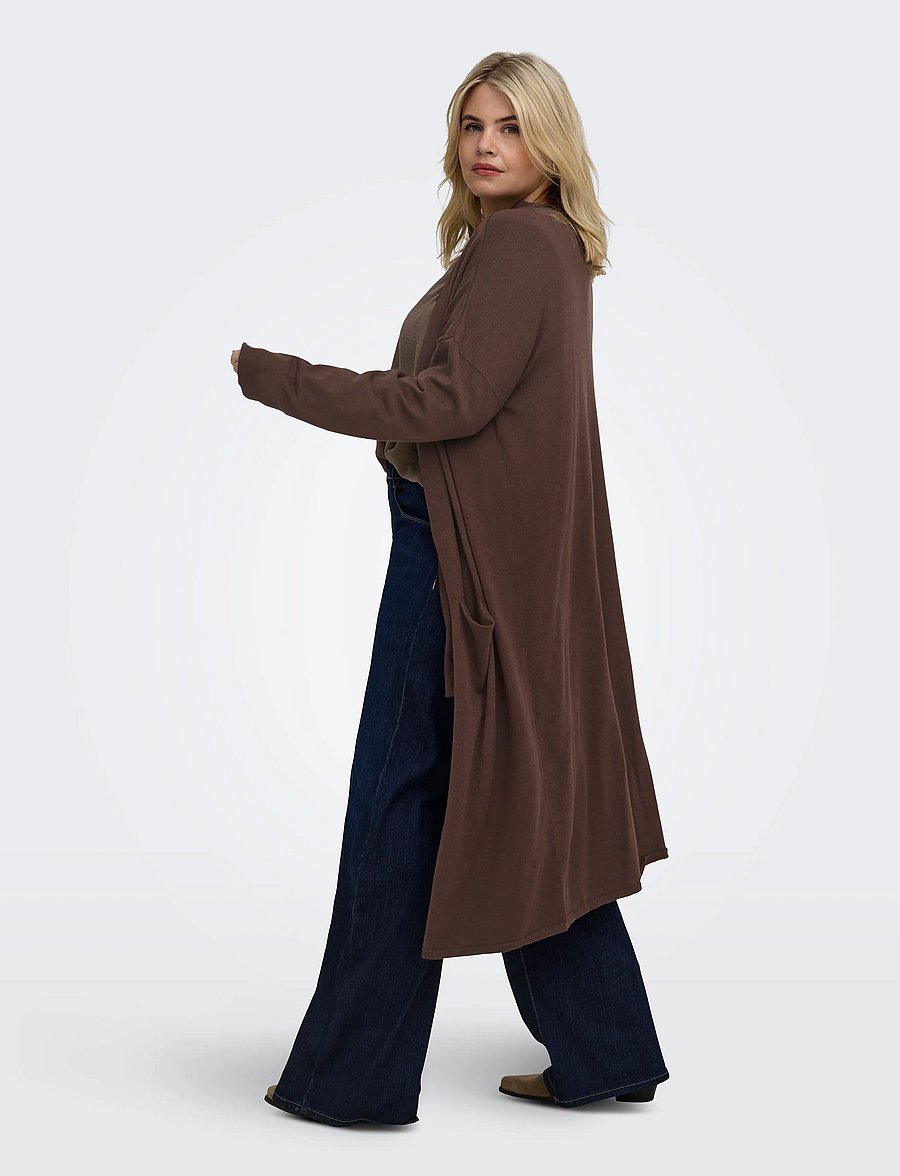 ONLY Carmakoma - CARNEW ESLY LS OPEN LONG CARD NOOS - cardigans - coffee bean - 4