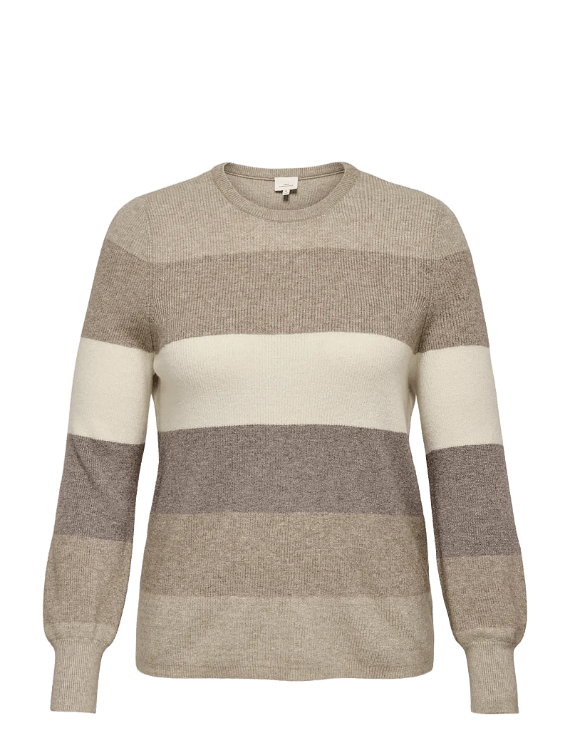 ONLY Carmakoma - CARNEW DARIA L/S STRIPE PULLOVER KNT - stickade tröjor - feather gray - 1