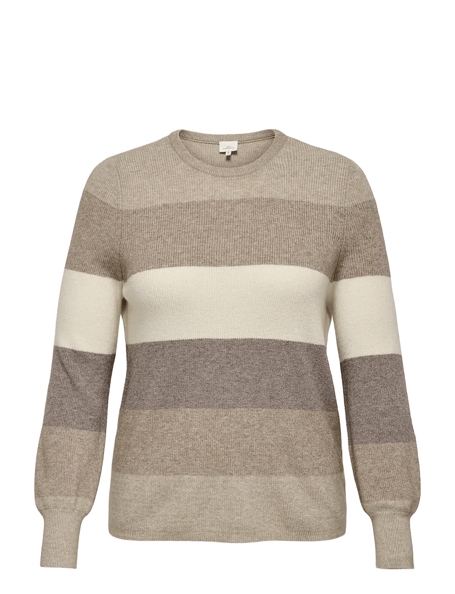 ONLY Carmakoma - CARNEW DARIA L/S STRIPE PULLOVER KNT - striktrøjer - feather gray - 1