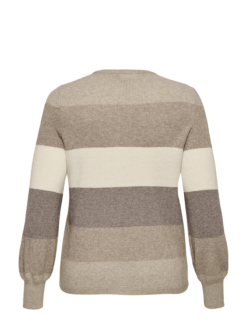 ONLY Carmakoma - CARNEW DARIA L/S STRIPE PULLOVER KNT - stickade tröjor - feather gray - 2