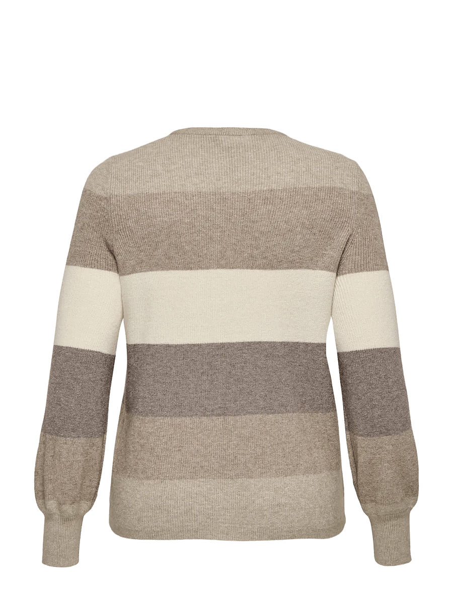ONLY Carmakoma - CARNEW DARIA L/S STRIPE PULLOVER KNT - striktrøjer - feather gray - 2