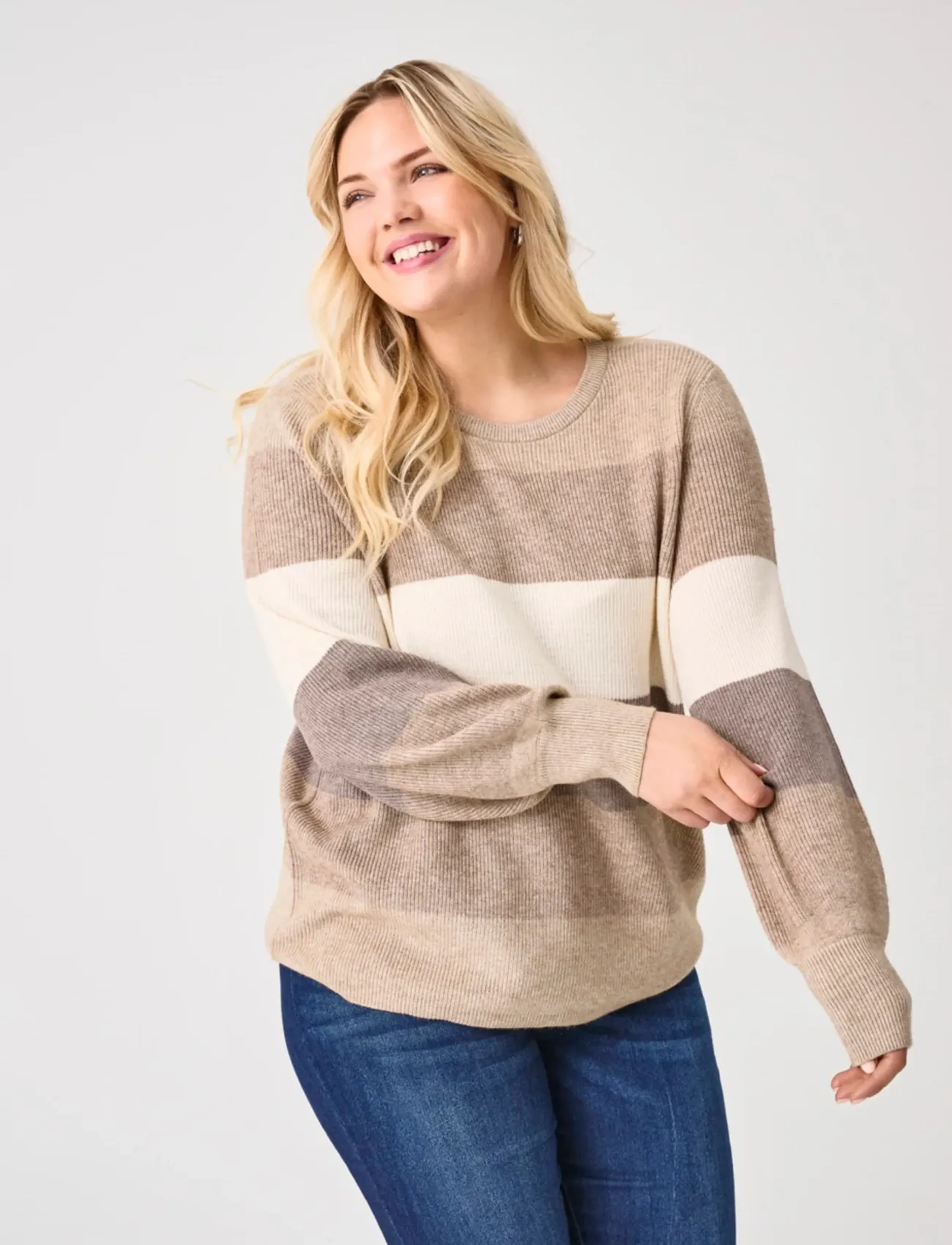 ONLY Carmakoma Carnew Daria L/S Stripe Pullover Knt stickade tröjor dam – bild 5