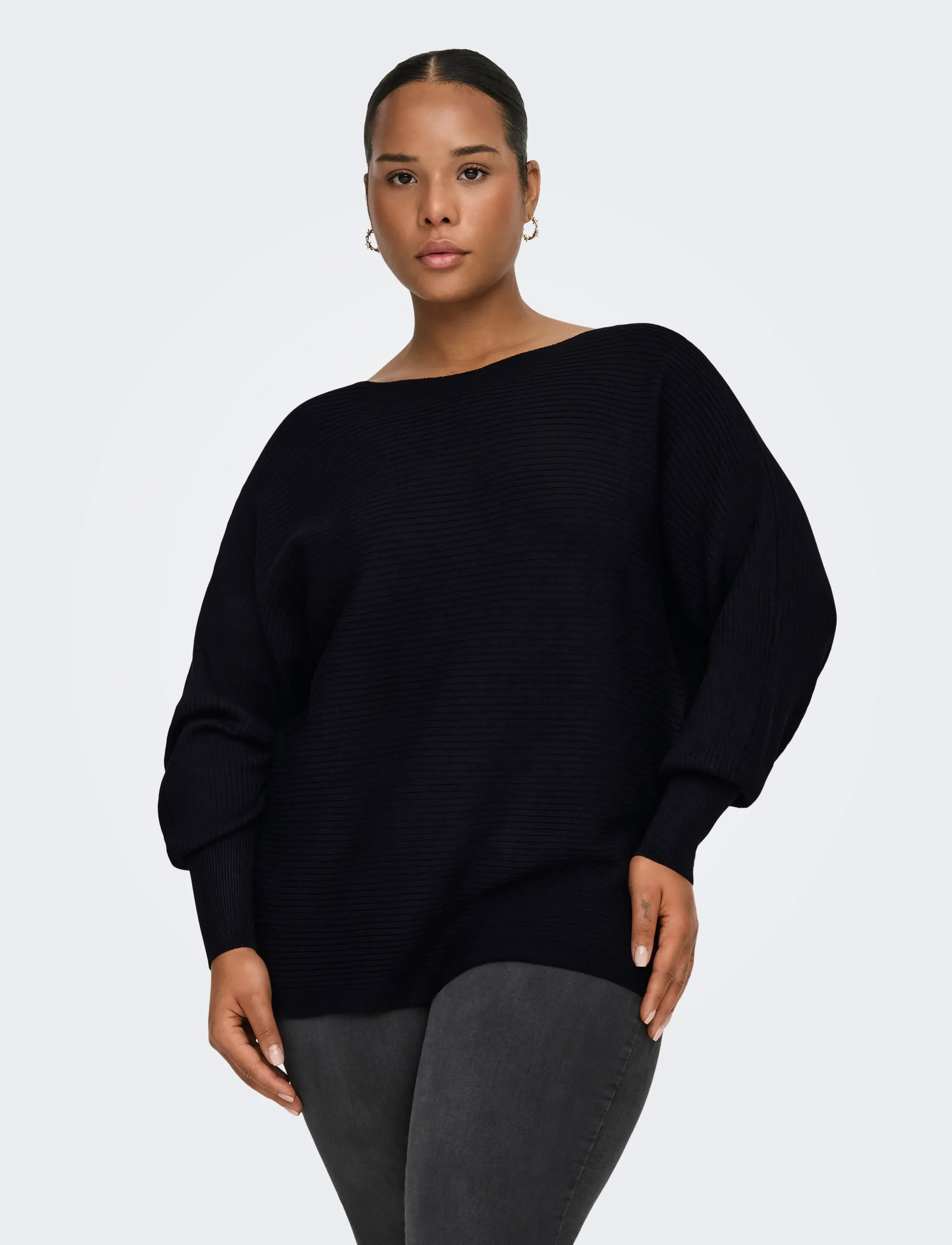 ONLY Carmakoma Carnew Adaline Ls Pullover Knt Noos, 46-48, Black, Strik > Trøjer, Dame