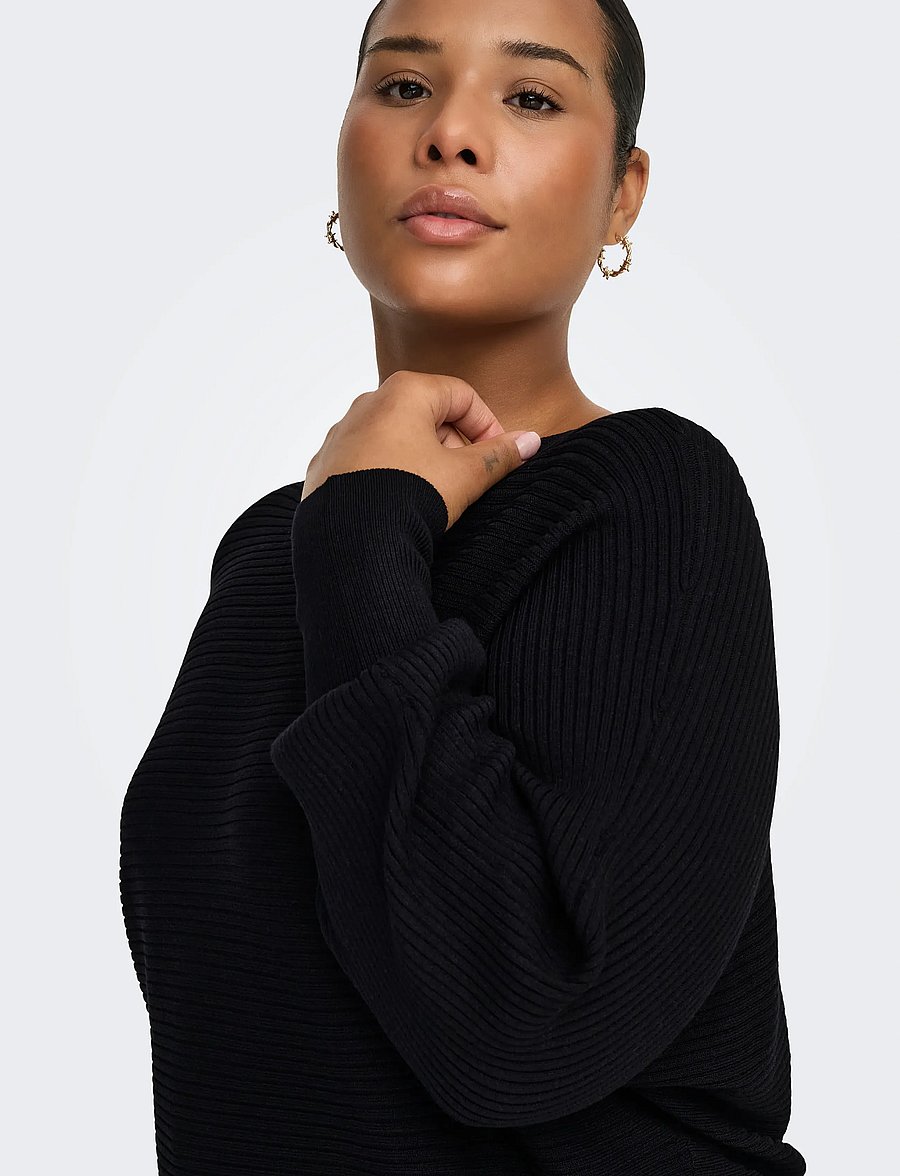 ONLY Carmakoma - CARNEW ADALINE LS PULLOVER KNT NOOS - kampsunid - black - 5