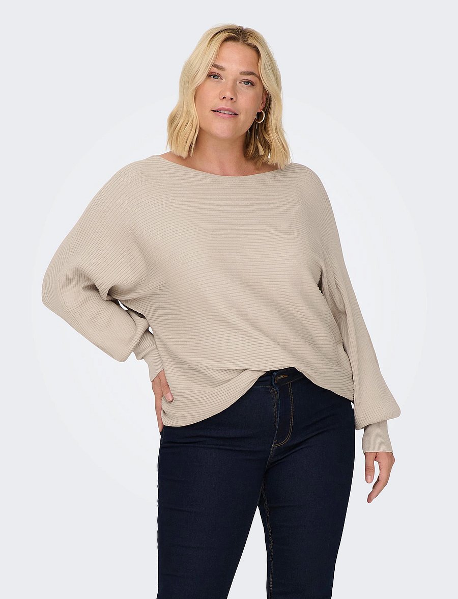 ONLY Carmakoma - CARNEW ADALINE LS PULLOVER KNT NOOS - striktrøjer - pumice stone - 0