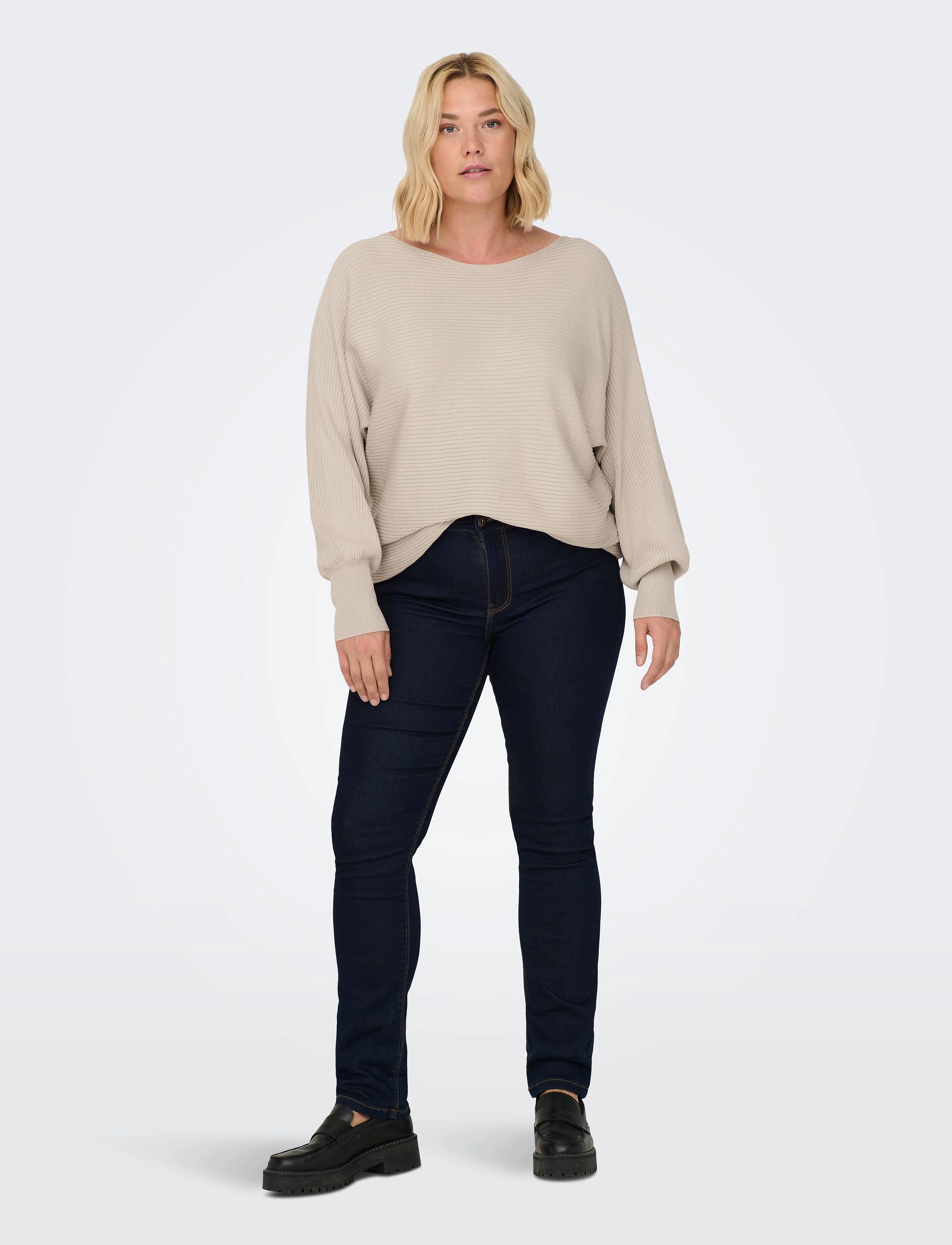ONLY Carmakoma - CARNEW ADALINE LS PULLOVER KNT NOOS - pumice stone - 4