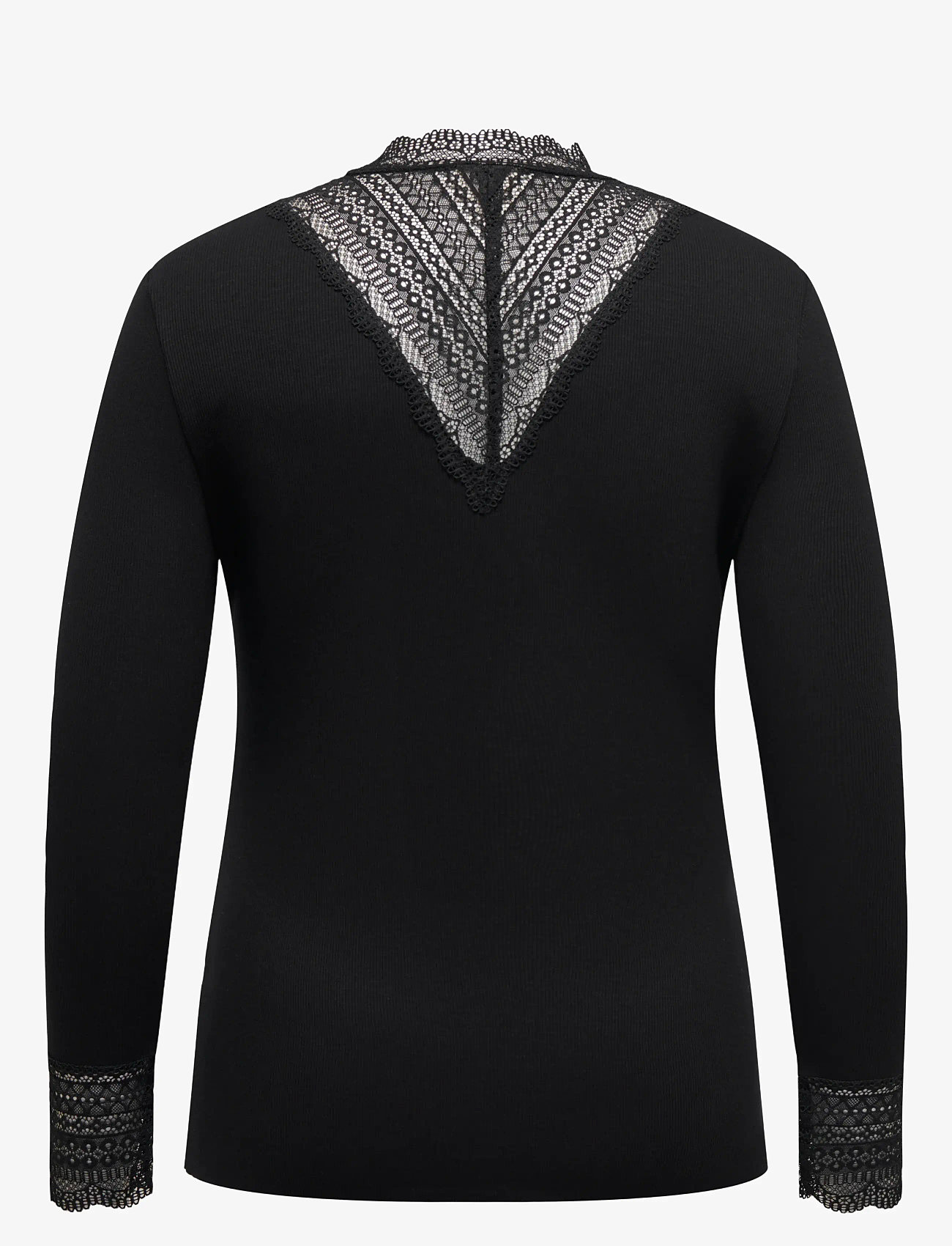 ONLY Carmakoma - CARTILDE RIB LACE L/S TOP JRS NOOS - black - 2
