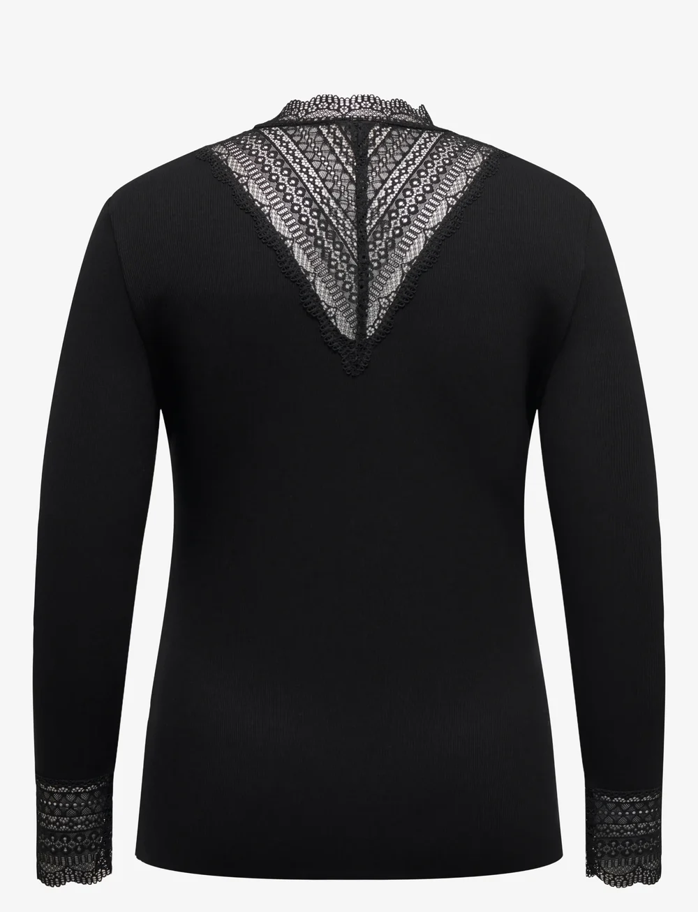 ONLY Carmakoma - CARTILDE RIB LACE L/S TOP JRS NOOS - långärmade toppar - black - 2
