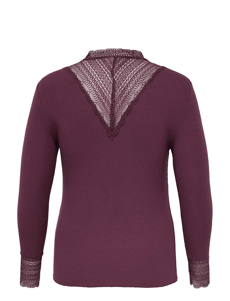 ONLY Carmakoma - CARTILDE RIB LACE L/S TOP JRS NOOS - langærmede toppe - fig - 2